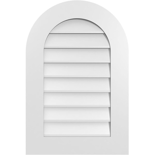 Ekena Millwork Round Top Surface Mount PVC Gable Vent: Non-Functional, w/ 3-1/2"W x 1"P Standard Frame, 20"W x 30"H GVPRT20X3001SN - main